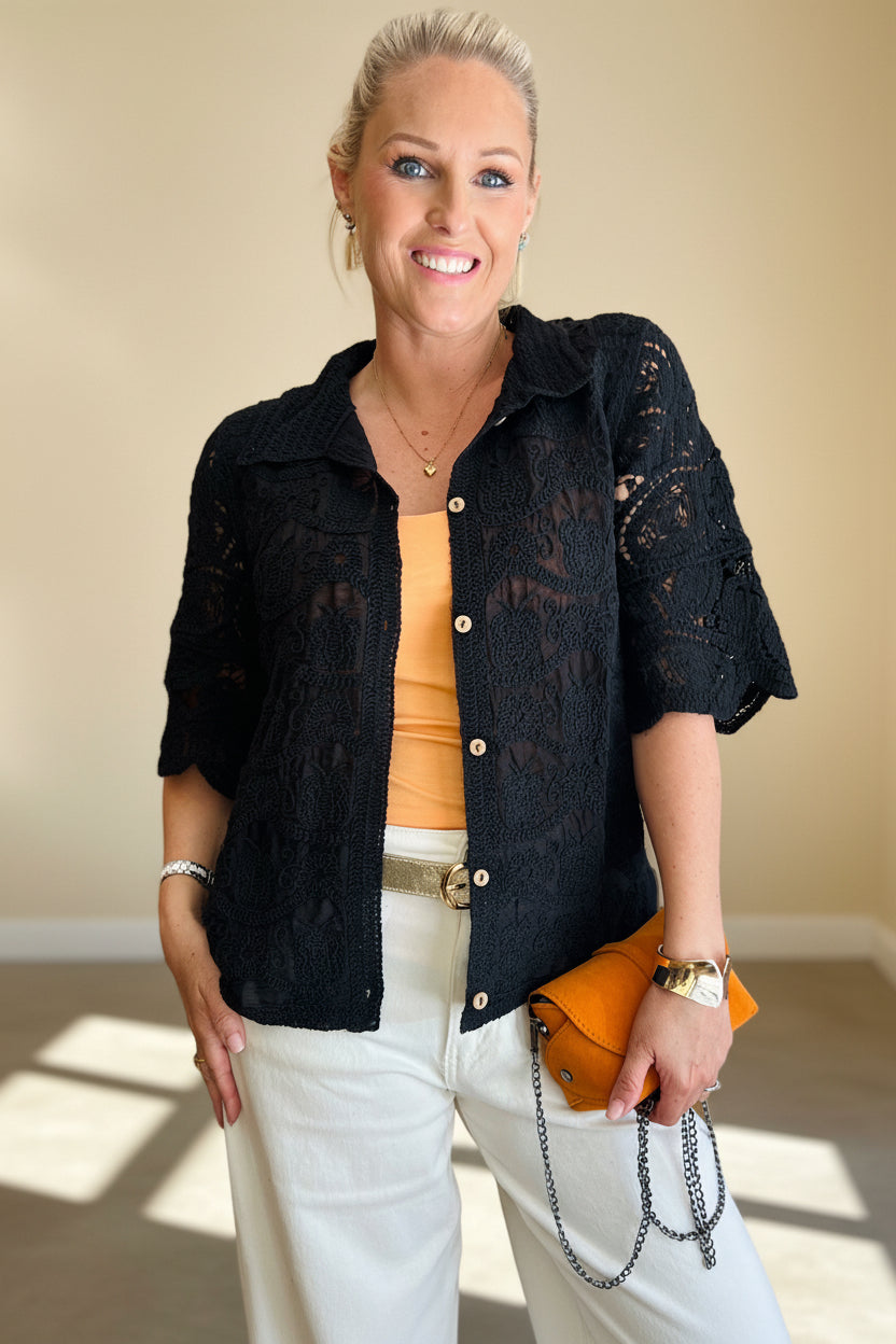 Crochet Collared Shirt