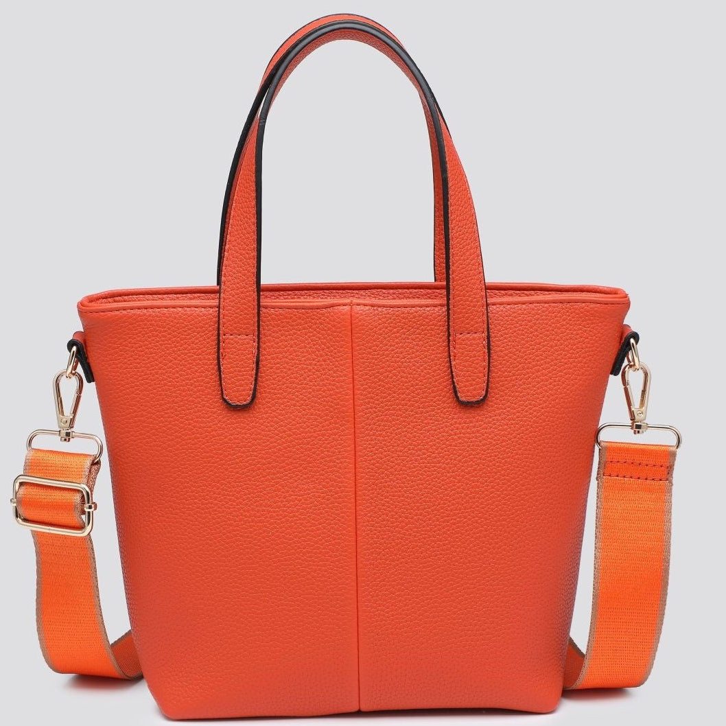 Mini Cross Body Tote Bag / Contrasting Strap