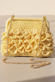 Scallop Raffia Clutch Bag