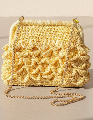 Scallop Raffia Clutch Bag