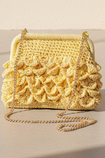Scallop Raffia Clutch Bag