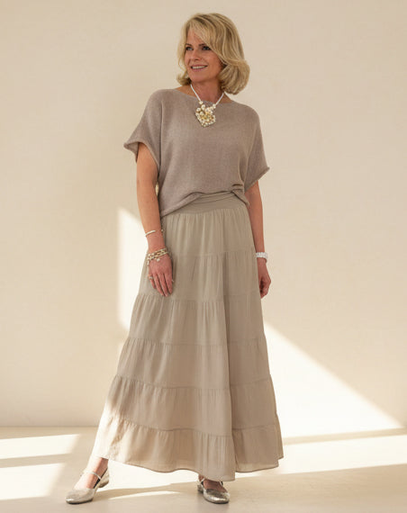 Tiered Cotton Maxi Skirt
