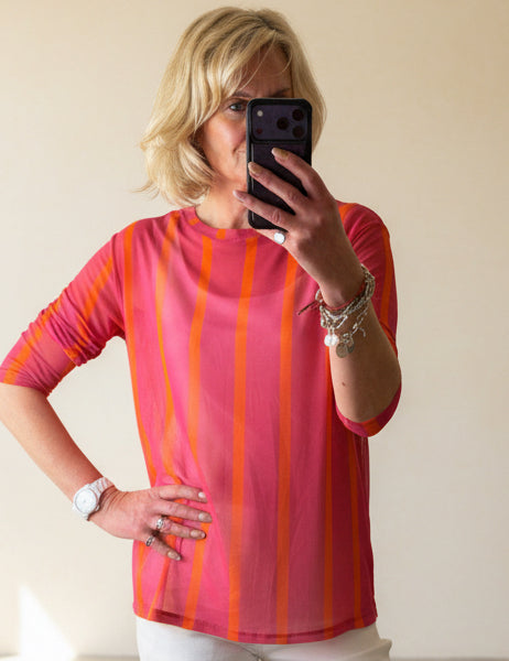 Henley Mesh Layering Top