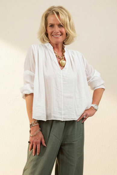 Soft Cotton Oversized Smock Blouse
