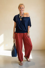Batwing Slash Neck Tee
