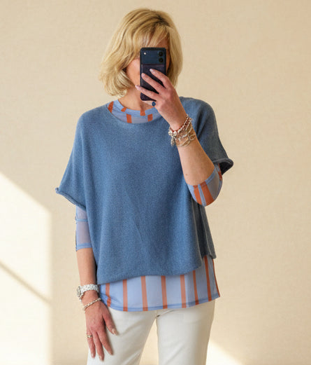 Henley Mesh Layering Top