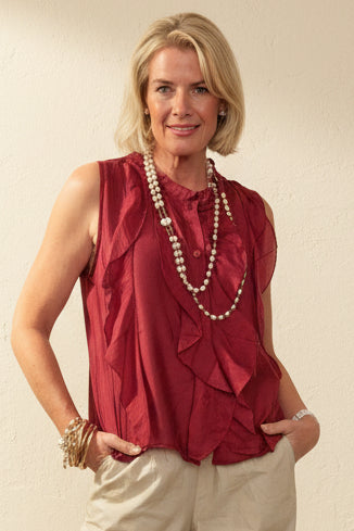 Frilly Front Sheer Blouse
