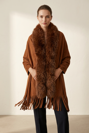 'Suede and Fur' Tassle Shawl