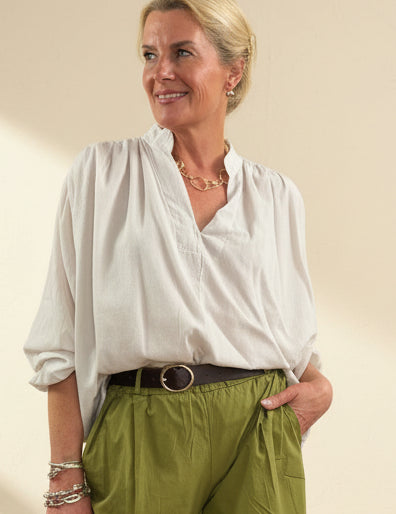 Soft Cotton Oversized Smock Blouse