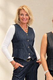 Navy blue pinstripe waistcoat