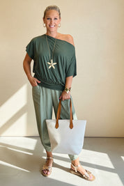 Batwing Slash Neck Tee