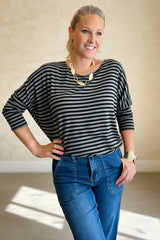 Stripe  Batwing Top