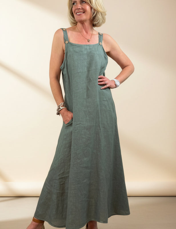 Linen Pinafore Dress