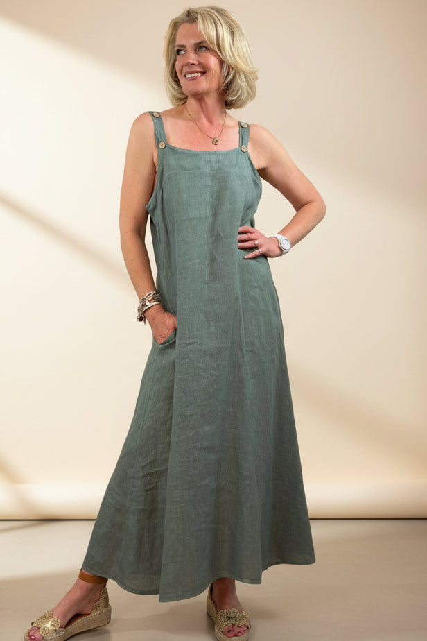Linen Pinafore Dress