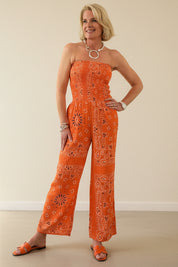 Bandana Print Strapless Jumpsuit