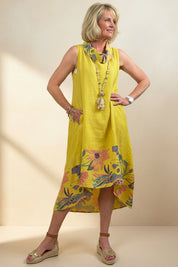 Petra Linen Cowel Neck Dress