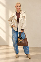 Funnel neck trench jacket