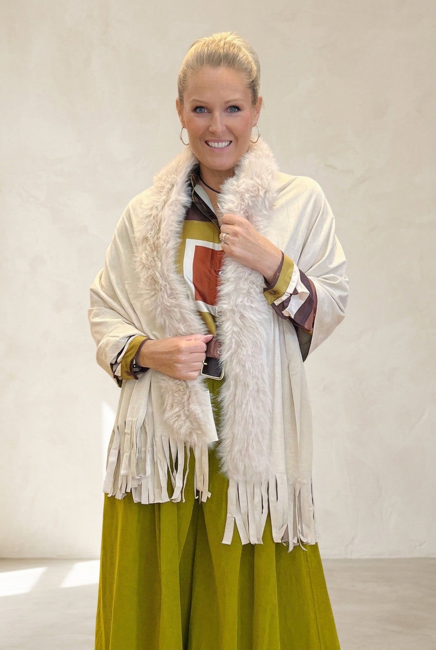 'Suede and Fur' Tassle Shawl