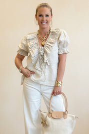 Linen Ruffle Top