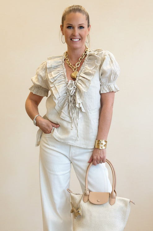 Linen Ruffle Top