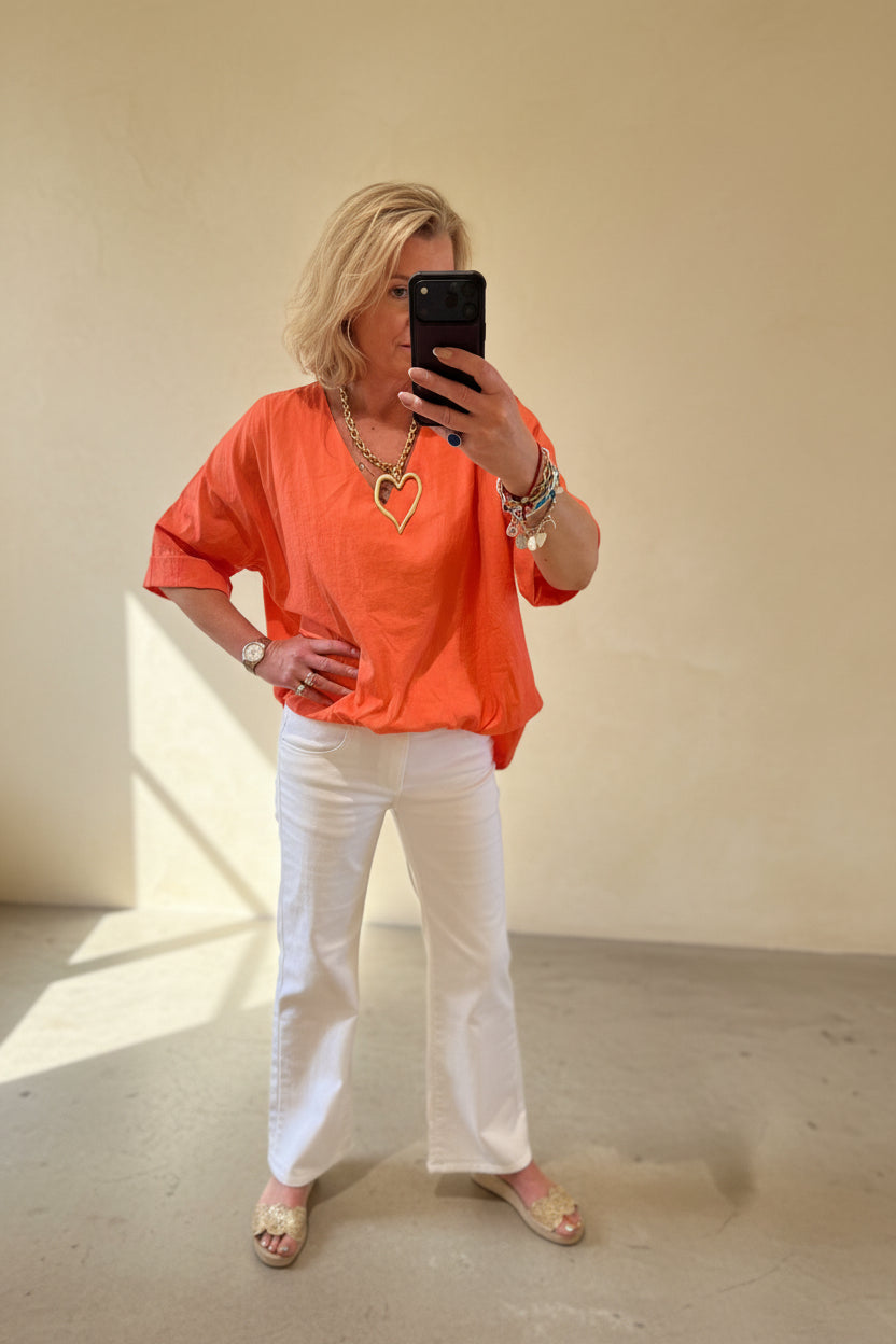Bubble Front V Neck  Top