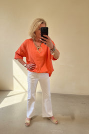 Bubble Front V Neck  Top