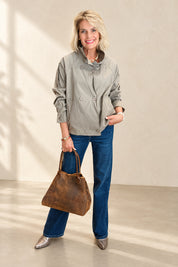 Funnel neck trench jacket