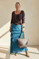 Balloon Hem Long Sleeve Top