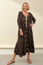 Sophia Bias Cut Gold Thread Dress