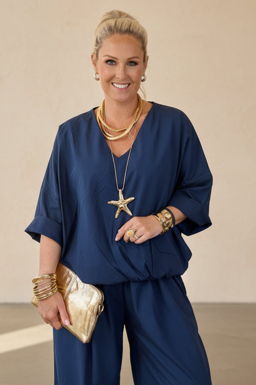 Bubble Front V Neck  Top