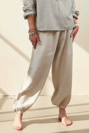 Linen Bow Tie Harem Pants
