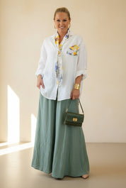 Linen Relaxed Fit Shirt and Scarf Set