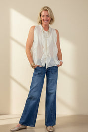 Frilly Front Sheer Blouse
