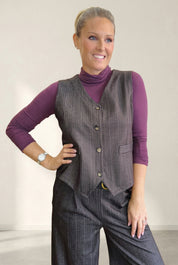 Chocolate brown pinstripe waistcoat