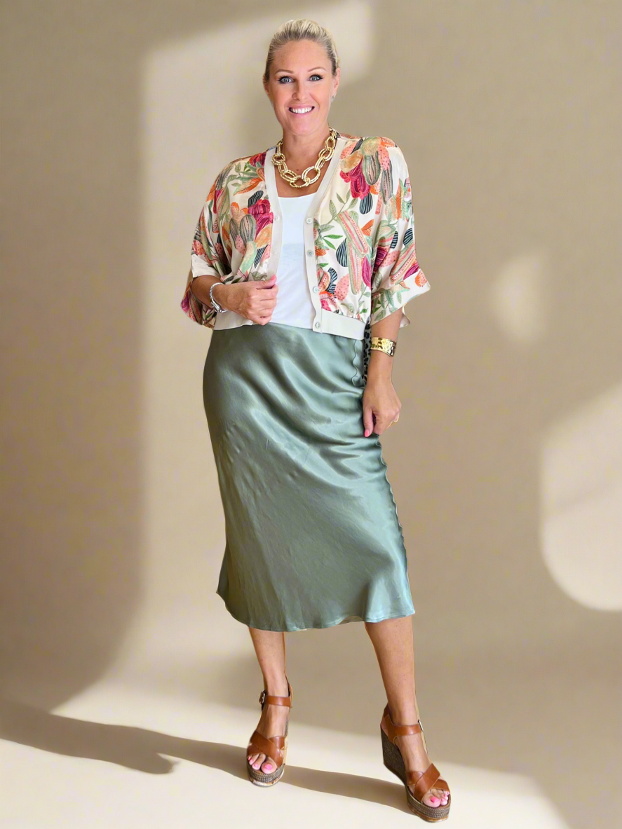 Satin Bias Cut Skirt - Plain