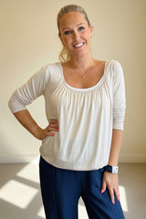 Balloon Hem Long Sleeve Top