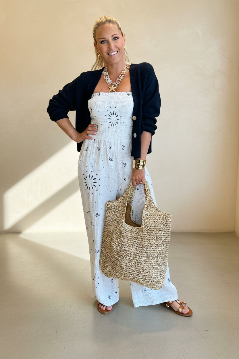 Bandana Print Strapless Jumpsuit