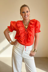 Linen Ruffle Top