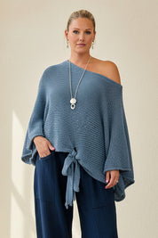 Loose Cotton Weave Tie Jumper