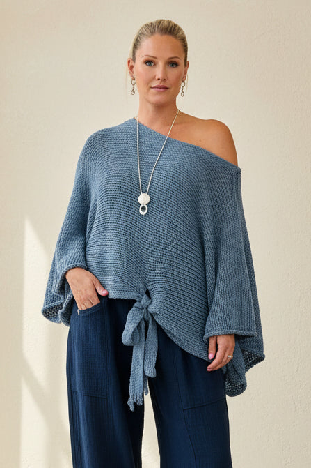 Loose Cotton Weave Tie Jumper