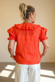 Linen Ruffle Top