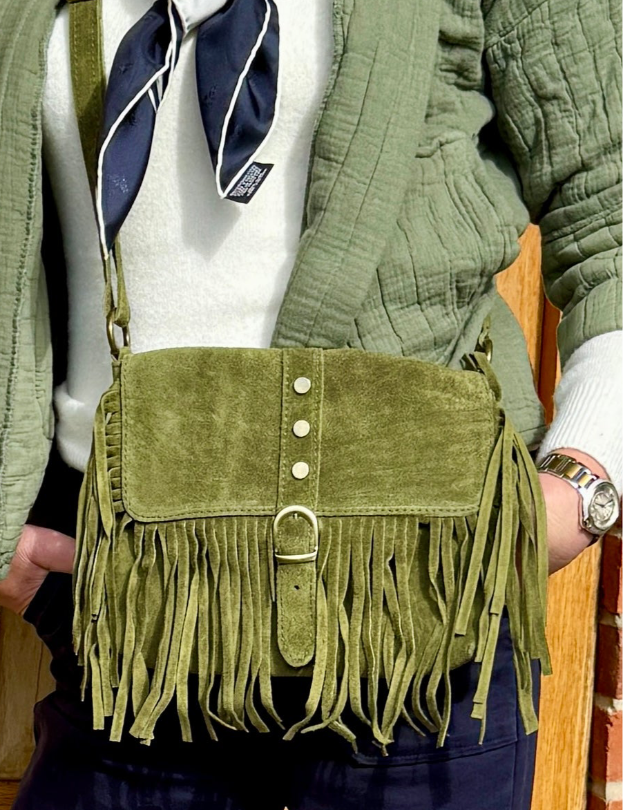 Suede Fringed Messenger Bag