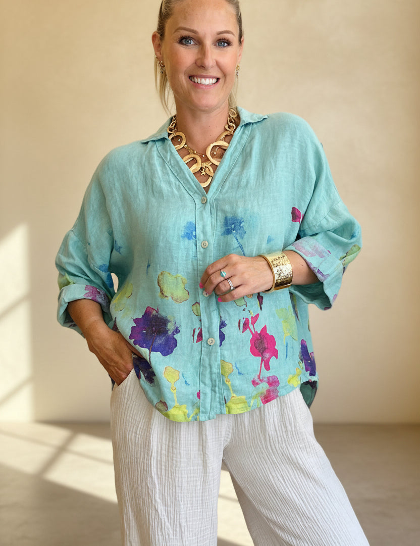 Claudia Painted Linen Shirt