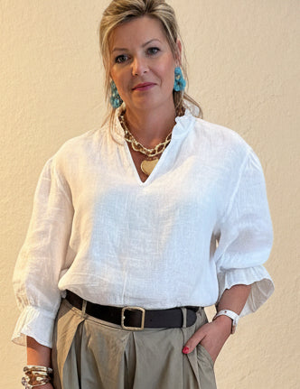 Frill Collar and Cuff Linen Shirt
