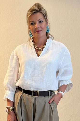 Frill Collar and Cuff Linen Shirt