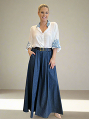 Super Wide Stretch Denim Cullottes