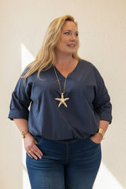 Bubble Front V Neck  Top