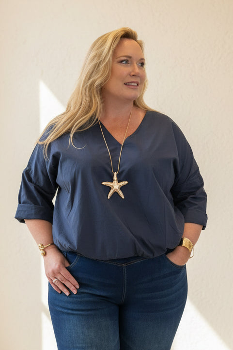 Bubble Front V Neck  Top