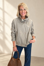 Taupe funnel neck trench jacket