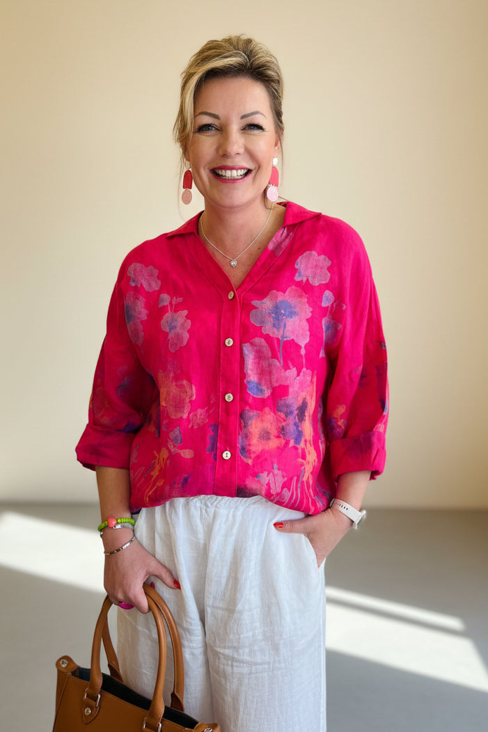 Claudia Painted Linen Shirt